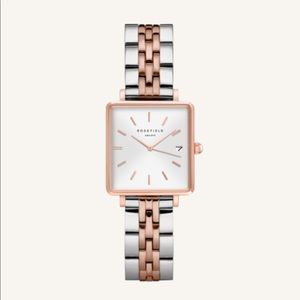 Rosefield The Boxy XS White Silver Rose gold Watch
